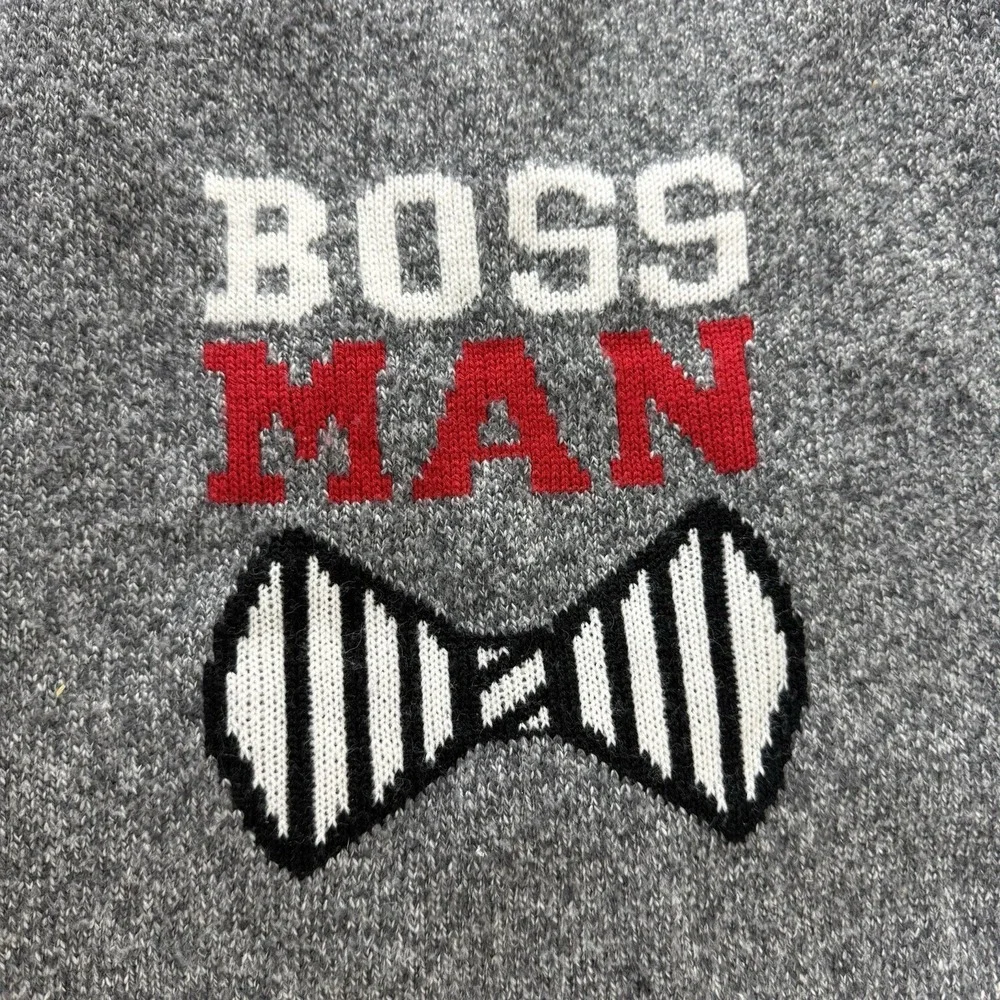 Dog Sweater Size Medium Boss Man Gray Bow Tie‎ Pet Cozy Warm Dapper